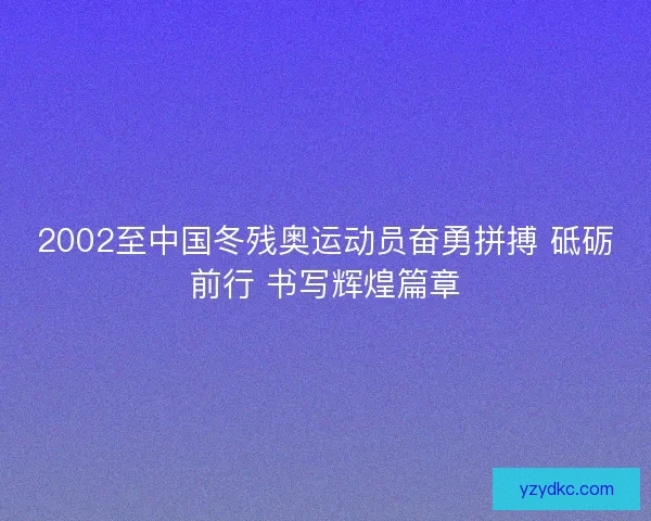 2002至中国冬残奥运动员奋勇拼搏 砥砺前行 书写辉煌篇章