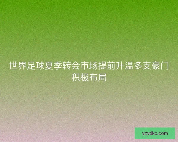 世界足球夏季转会市场提前升温多支豪门积极布局